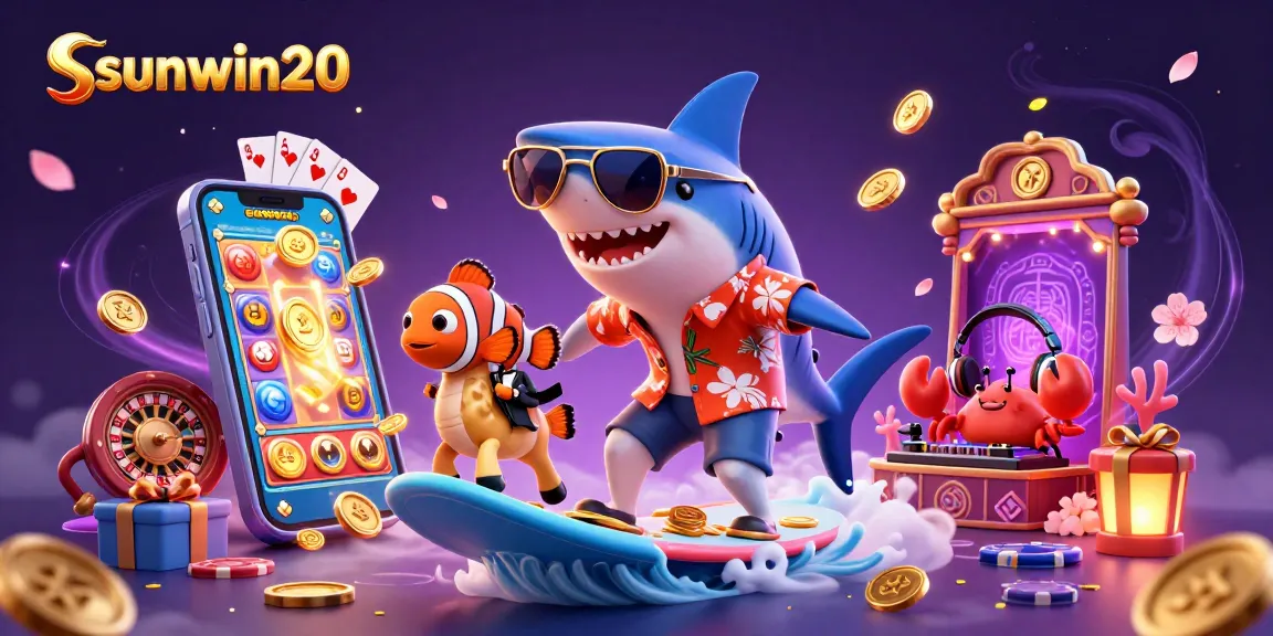 Experience the excitement of sunwin20 with vibrant casino elements and animated characters in an engaging scene.