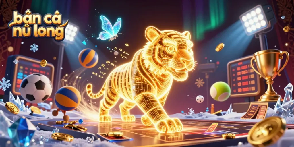 Engage in bắn cá ngũ long with vibrant visuals of a dynamic digital casino landscape.