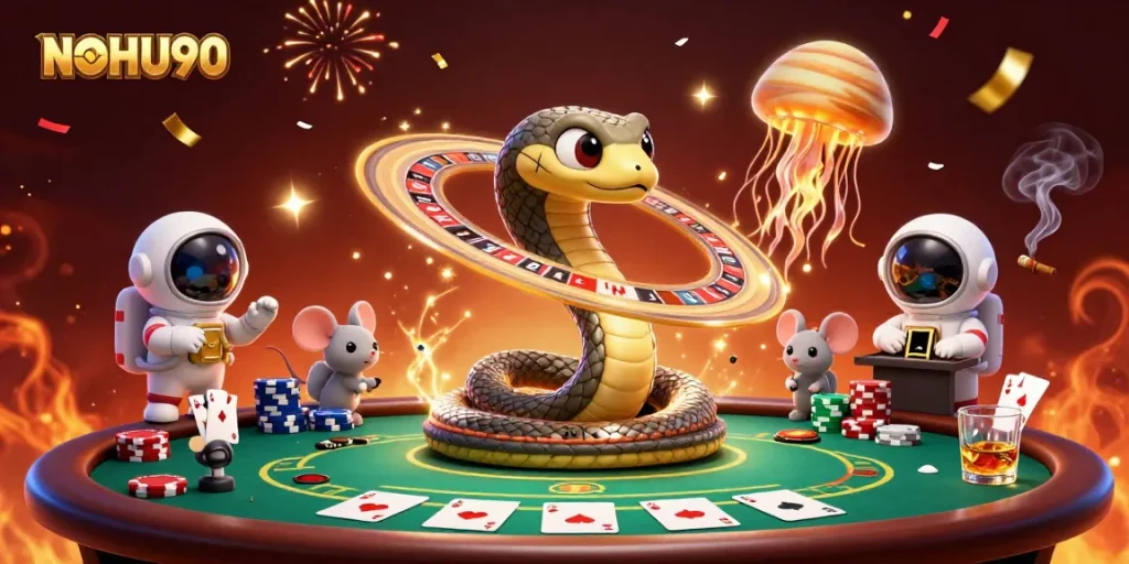 Experience the excitement of NOHU90 as mice place bets on a cosmic roulette wheel