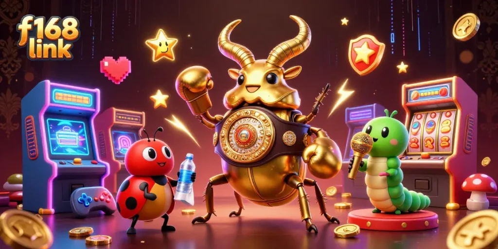 Experience thrilling gameplay at f168 link with a dynamic 3D casino scene, showcasing exciting slot elements.