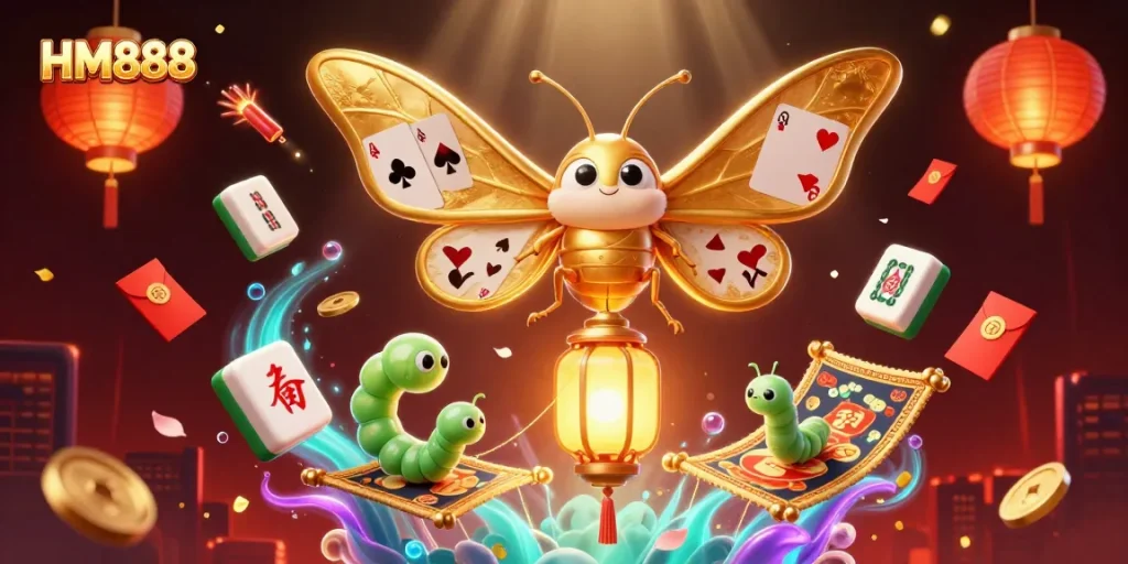 Catch gaming excitement with HM888's dazzling casino-themed 3D illustration.