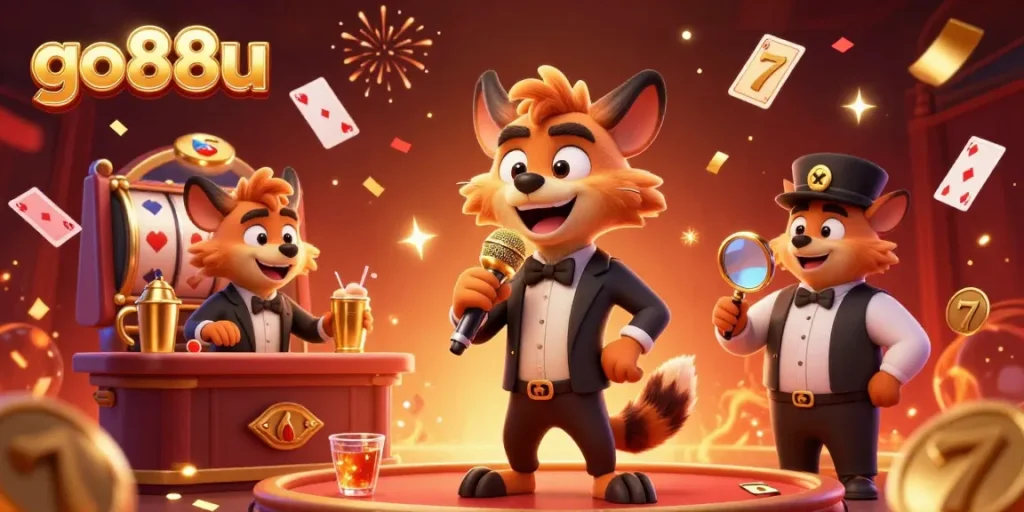 Go88u hyenas bring laughter and fun at a vibrant casino scene bursting with lively energy.