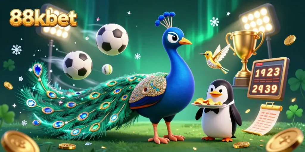 Experience thrilling action with 88kbet in a dynamic casino scene featuring vibrant sports elements.