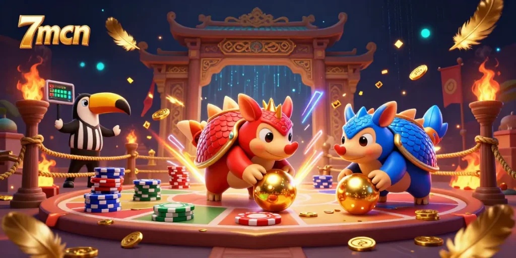 Watch the 7mcn pangolins compete in a vibrant casino-themed showdown filled with excitement.
